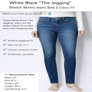 White Black “The Jegging” Stretch Skinny Jeans‎ Size 2 Classic Fit